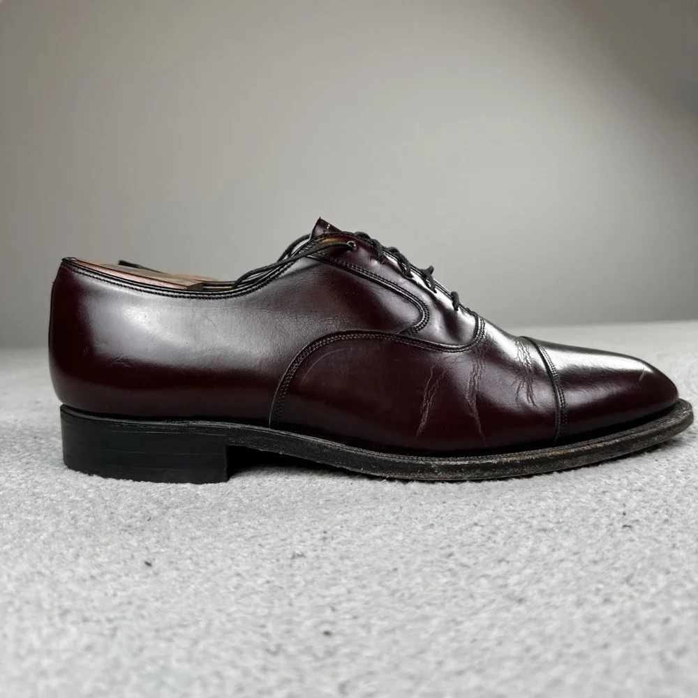 Johnston & Murphy Limited Oxford Cap Toe Shoes Men 9.5 Burgundy USA